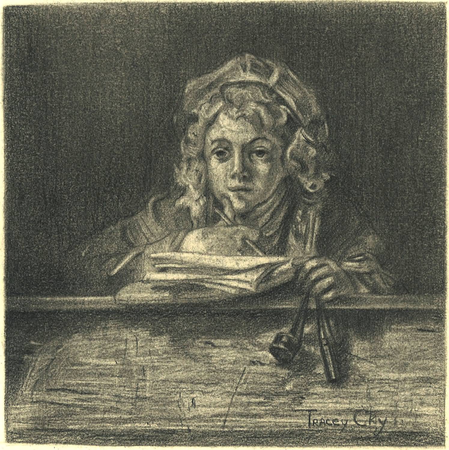 Child. Graphite on paper. 15x15 cm. Copy of the Rembrandt's painting. 2019