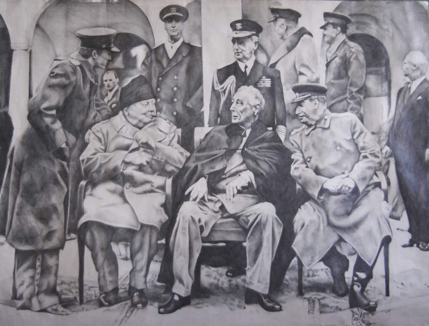 The Yalta conference. Graphite on paper. 46x65 cm. 2013