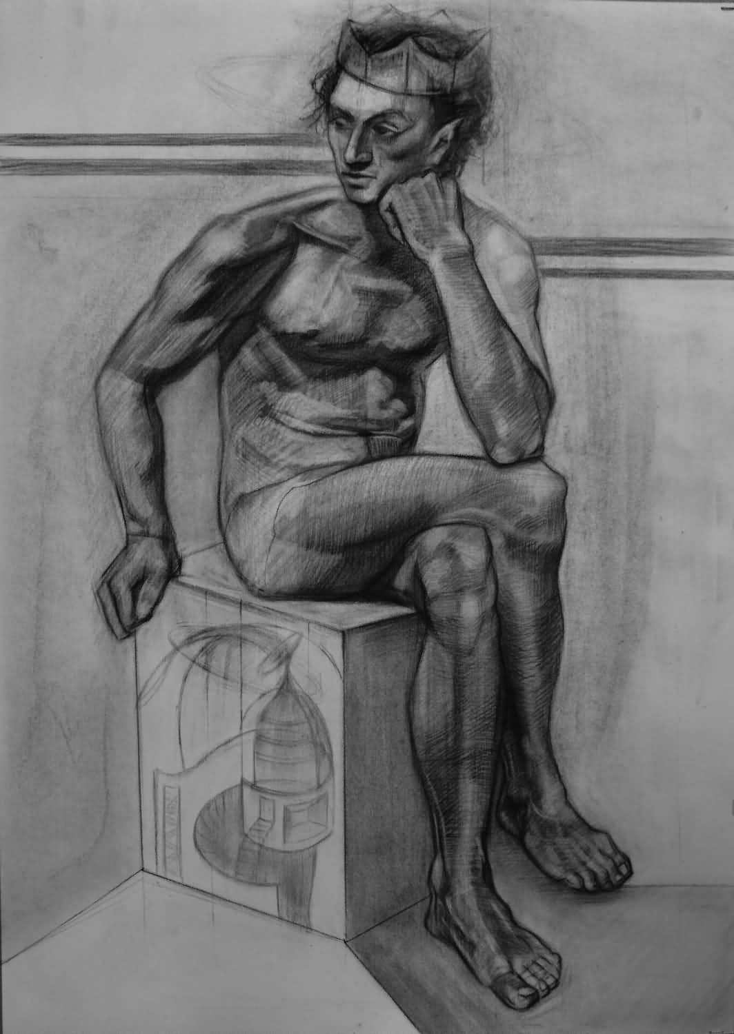 The architector. Charcoal on paper. 60x80 cm. 2018
