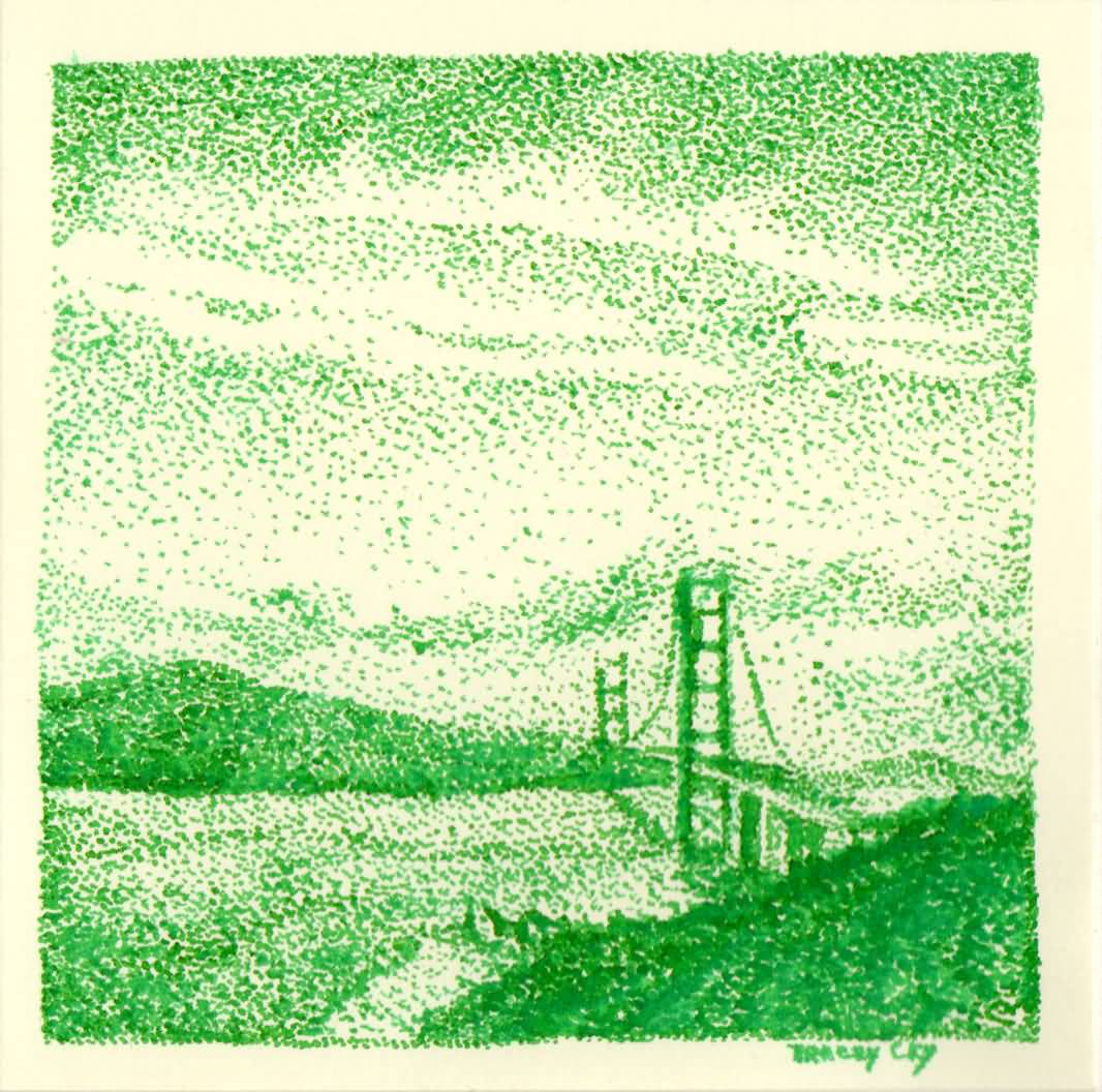 Green view. Ink on paper. 8x8 cm. 2021